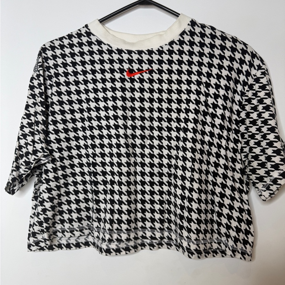 Nike Women's Black and White Houndstooth Tee